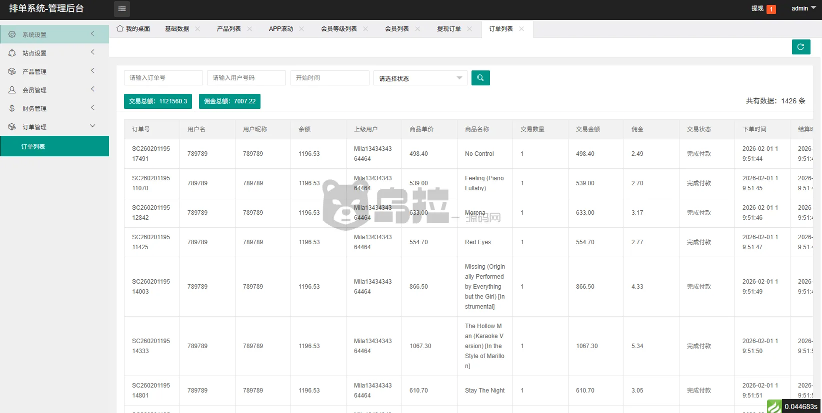 运营级海外音乐抢单系统源码Uniapp+PHP卡单、连单信用分代理