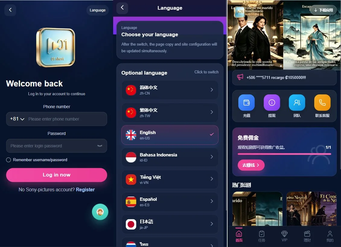 VIP任务/余额宝/视频返利/前端VUE/多语言视频任务系统